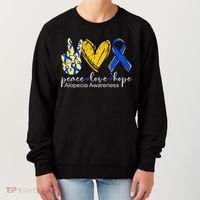 Peace Love Hope Alopecia Awareness Blue Ribbon Women's Sweatshirt thumb 0