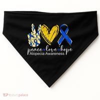 Peace Love Hope Alopecia Awareness Blue Ribbon USA-Made Doggie Bandana thumb 0