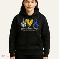 Peace Love Hope Alopecia Awareness Blue Ribbon Hoodie thumb 5