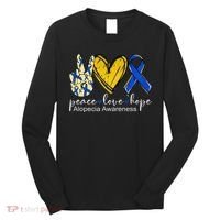 Peace Love Hope Alopecia Awareness Blue Ribbon Long Sleeve Shirt thumb 0