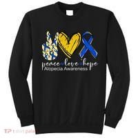 Peace Love Hope Alopecia Awareness Blue Ribbon Sweatshirt thumb 0