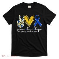 Peace Love Hope Alopecia Awareness Blue Ribbon T-Shirt thumb 0