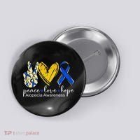 Peace Love Hope Alopecia Awareness Blue Ribbon Button thumb 0