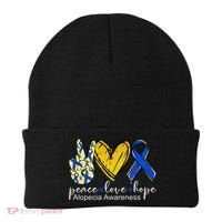 Peace Love Hope Alopecia Awareness Blue Ribbon Beanie thumb 0