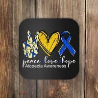 Peace Love Hope Alopecia Awareness Blue Ribbon Coaster thumb 0