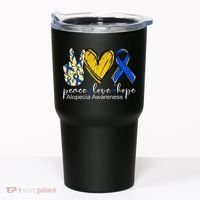 Peace Love Hope Alopecia Awareness Blue Ribbon Tumbler thumb 0