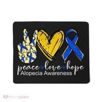 Peace Love Hope Alopecia Awareness Blue Ribbon Mousepad thumb 0