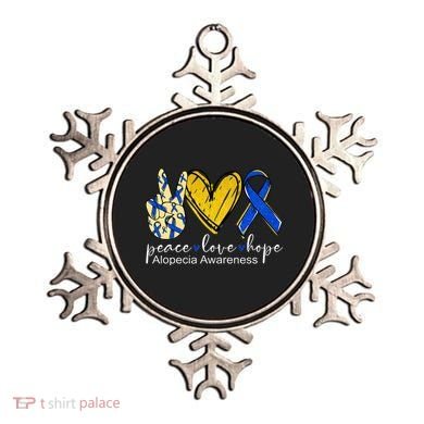 Peace Love Hope Alopecia Awareness Blue Ribbon Ornament