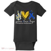 Peace Love Hope Alopecia Awareness Blue Ribbon Baby Bodysuit thumb 0