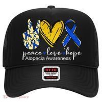 Peace Love Hope Alopecia Awareness Blue Ribbon Hat thumb 0