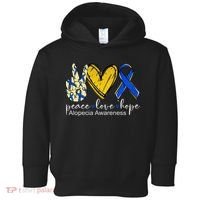 Peace Love Hope Alopecia Awareness Blue Ribbon Toddler Hoodie thumb 0