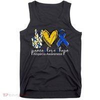 Peace Love Hope Alopecia Awareness Blue Ribbon Tank Top thumb 0