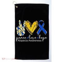 Peace Love Hope Alopecia Awareness Blue Ribbon Golf Towel thumb 0
