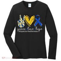Peace Love Hope Alopecia Awareness Blue Ribbon Women's Long Sleeve Shirt thumb 0