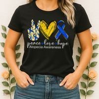 Peace Love Hope Alopecia Awareness Blue Ribbon Women's T-Shirt thumb 2