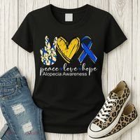 Peace Love Hope Alopecia Awareness Blue Ribbon Women's T-Shirt thumb 3