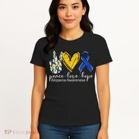Peace Love Hope Alopecia Awareness Blue Ribbon Women's T-Shirt thumb 4