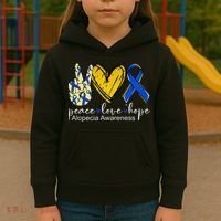 Peace Love Hope Alopecia Awareness Blue Ribbon Kids Hoodie thumb 3