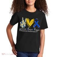 Peace Love Hope Alopecia Awareness Blue Ribbon Kids T-Shirt thumb 2