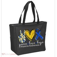Peace Love Hope Alopecia Awareness Blue Ribbon Tote Bag thumb 2