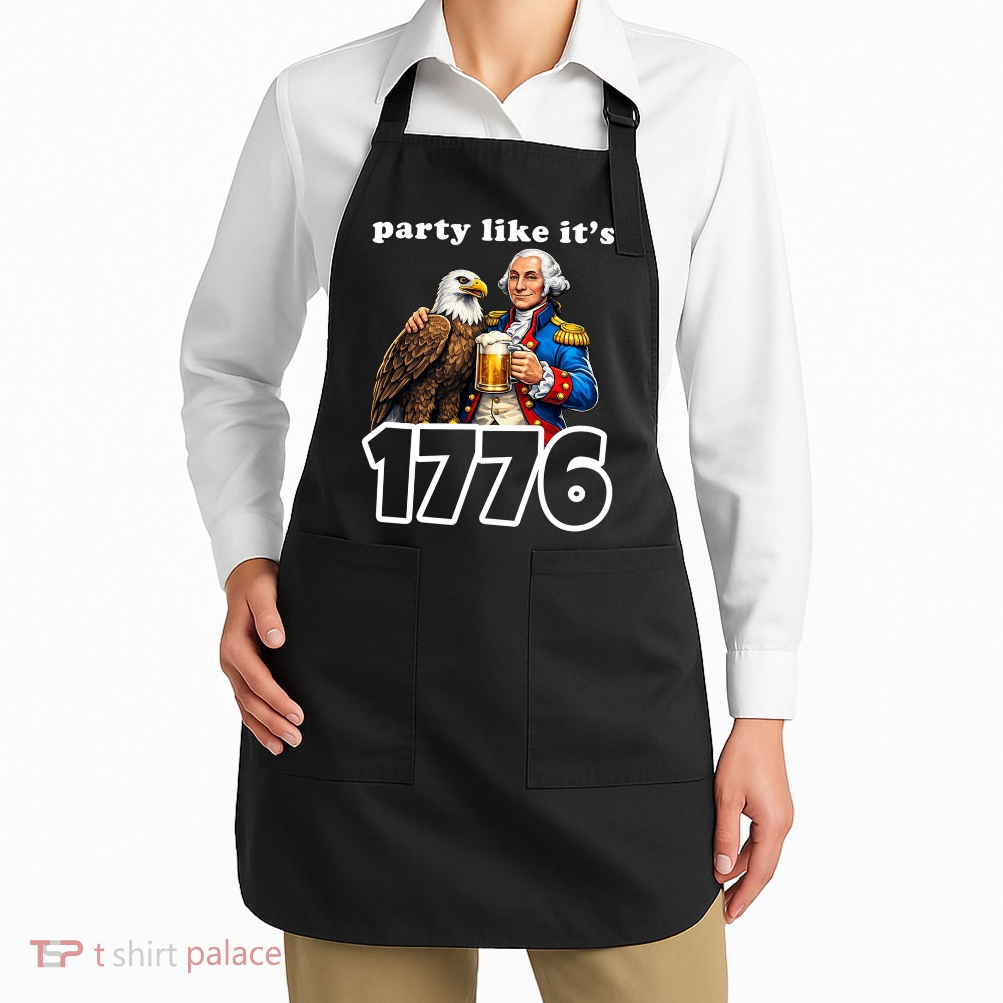 Party Like It's 1776 George Washington Bald Eagle Apron