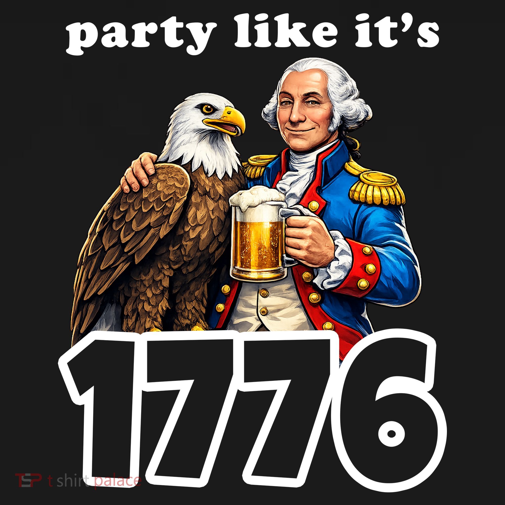 Party Like It's 1776 George Washington Bald Eagle Button