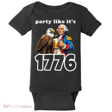Party Like It's 1776 George Washington Bald Eagle Baby Bodysuit