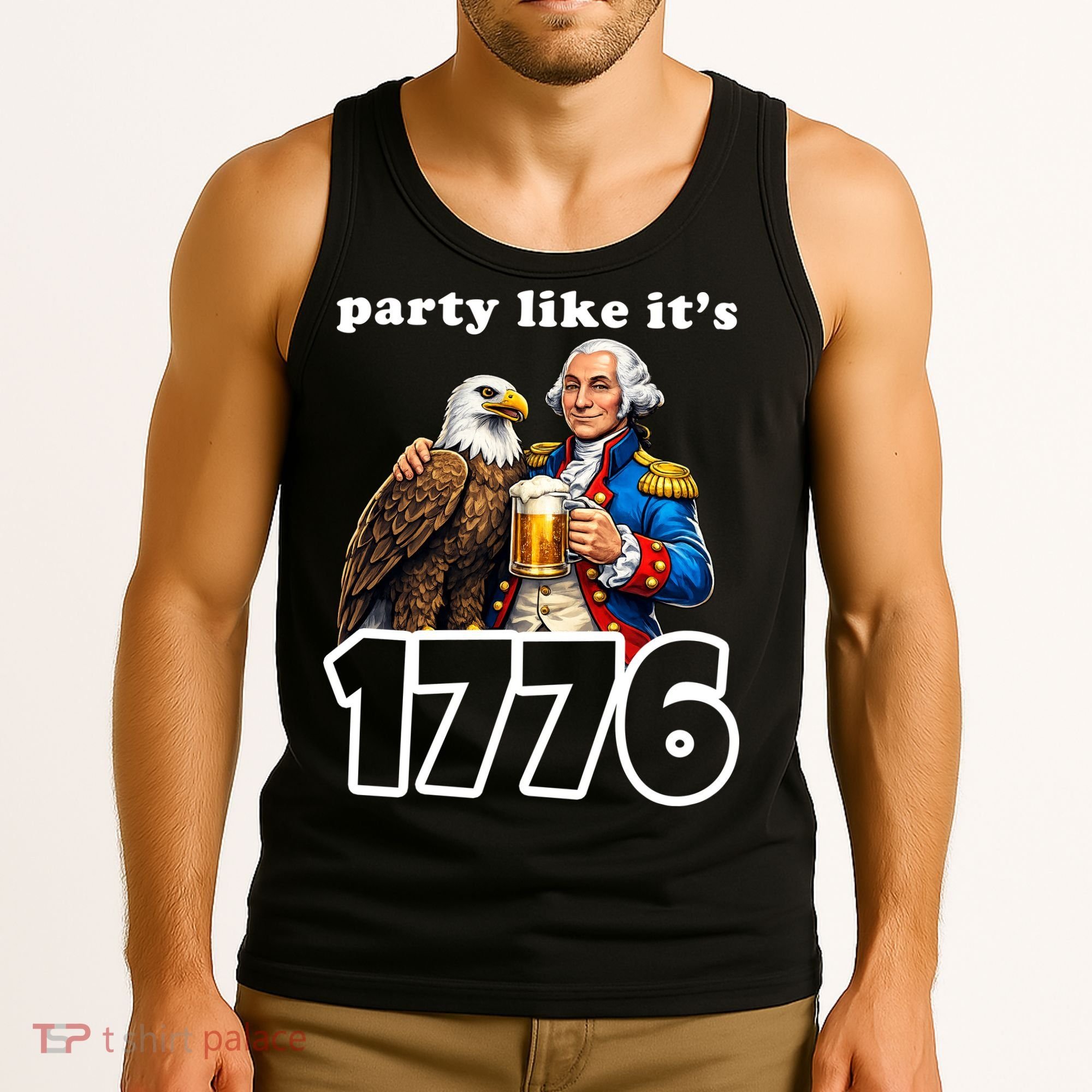 Party Like It's 1776 George Washington Bald Eagle Tank Top