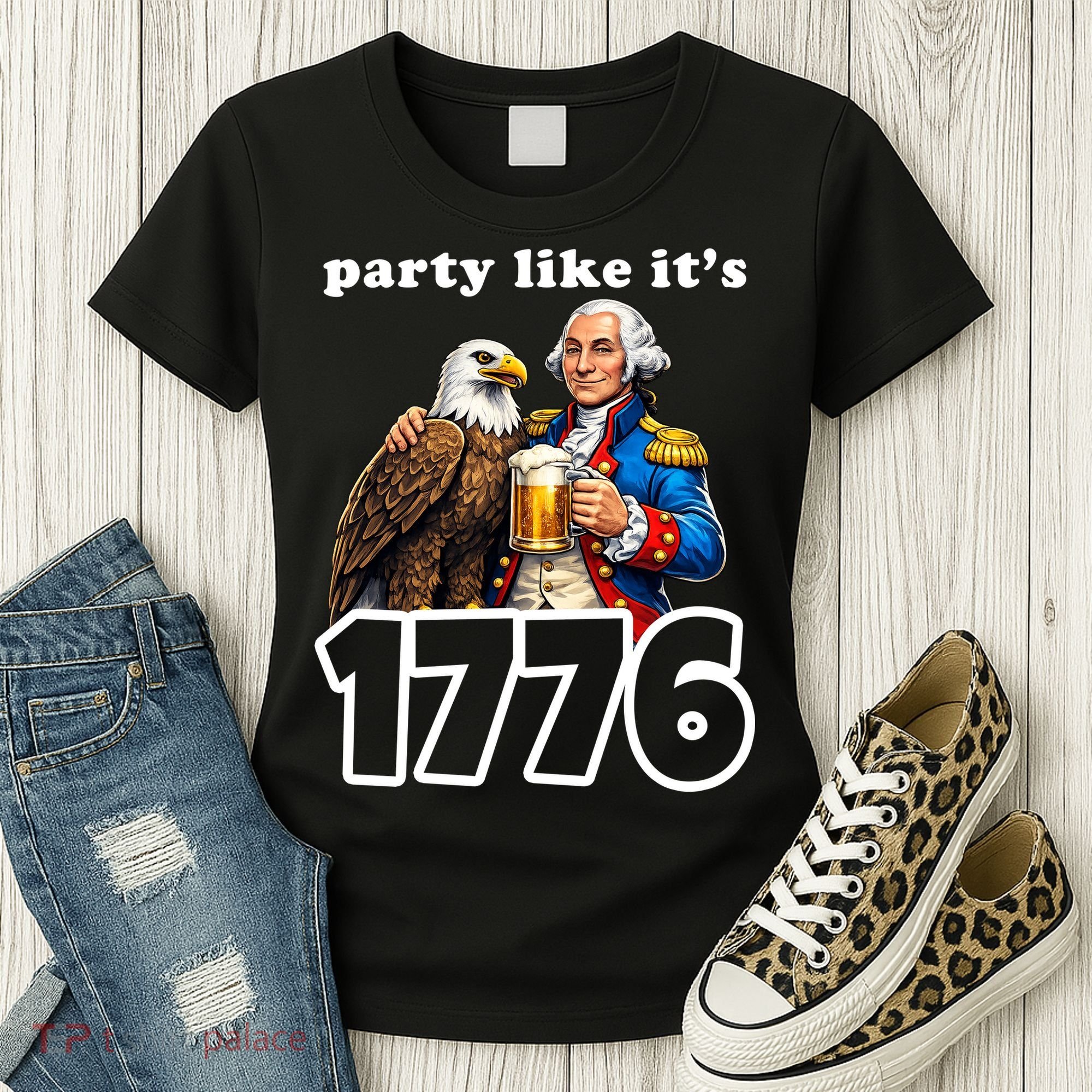 Party Like It's 1776 George Washington Bald Eagle Women's T-Shirt