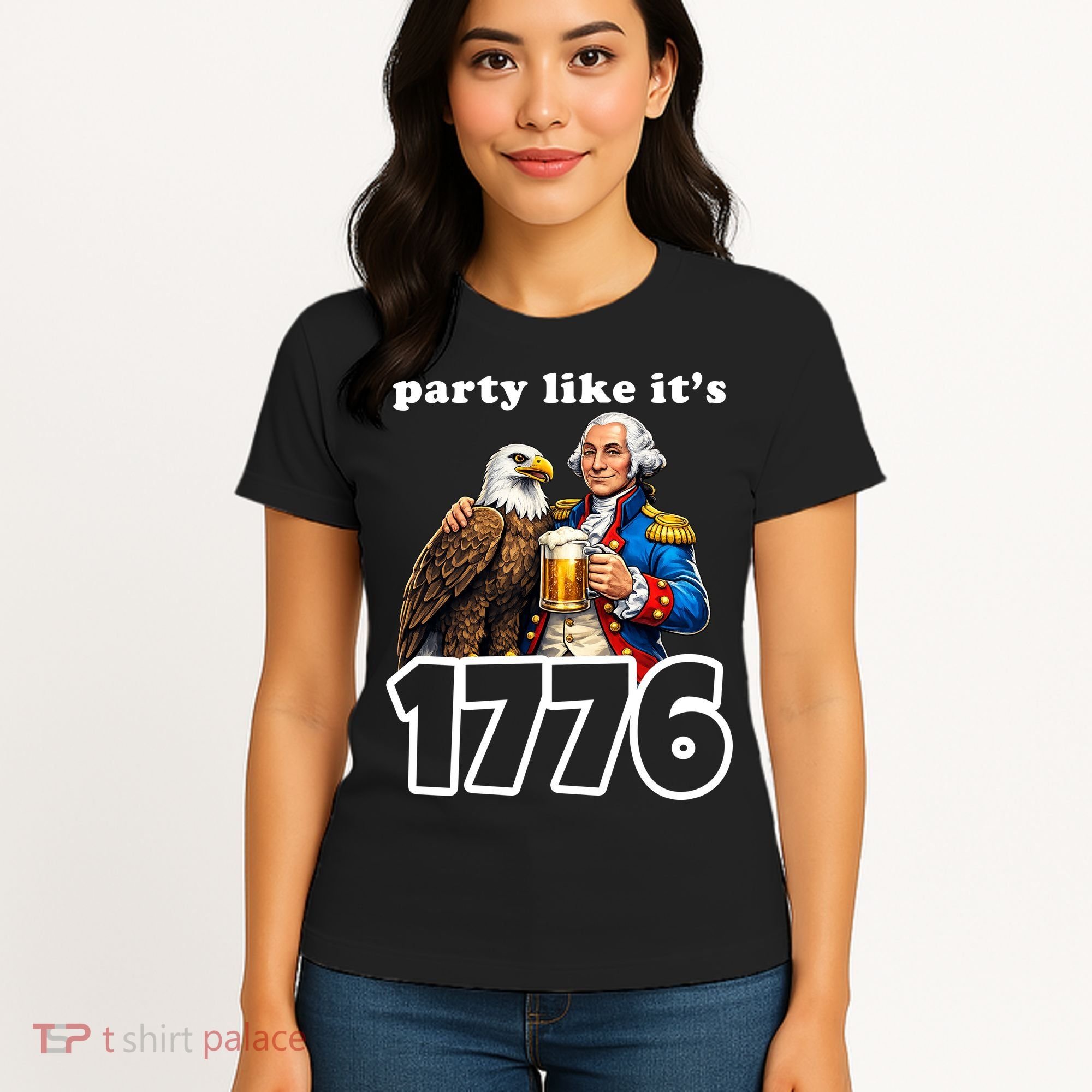 Party Like It's 1776 George Washington Bald Eagle Women's T-Shirt