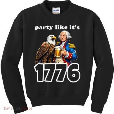 Party Like It's 1776 George Washington Bald Eagle Kids Sweatshirt