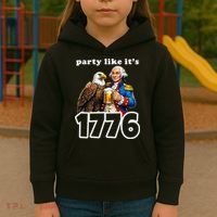 Party Like It's 1776 George Washington Bald Eagle Kids Hoodie thumb 3