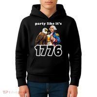 Party Like It's 1776 George Washington Bald Eagle Kids Hoodie thumb 4