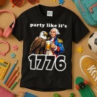 Party Like It's 1776 George Washington Bald Eagle Kids T-Shirt thumb 3