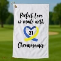 Perfect Love Is Made With 21 Chromosomes Down Syndrome Golf Towel thumb 1