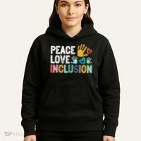 Peace Love Inclusion For A Sped Teacher Hoodie thumb 5