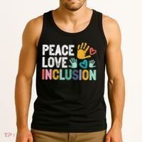 Peace Love Inclusion For A Sped Teacher Tank Top thumb 3