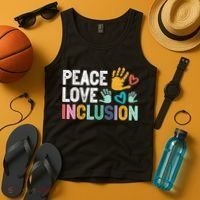Peace Love Inclusion For A Sped Teacher Tank Top thumb 4