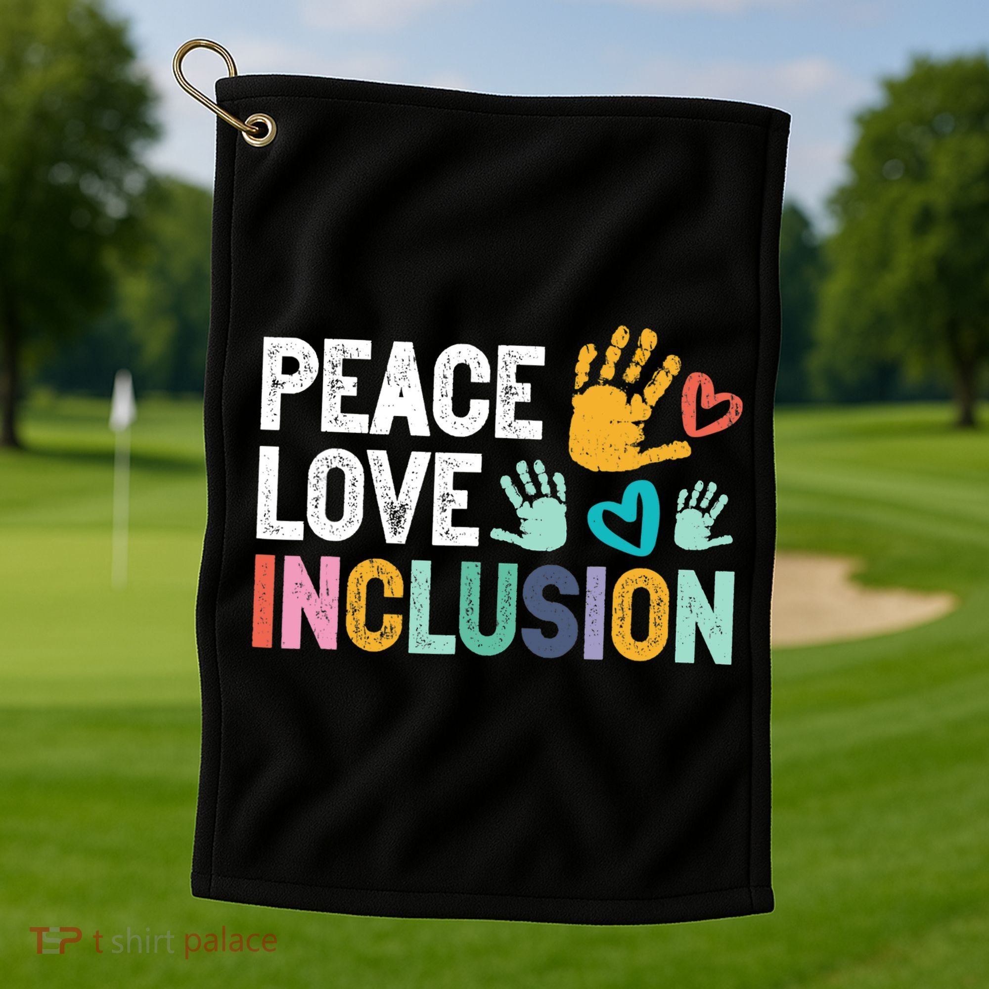 Peace Love Inclusion For A Sped Teacher Golf Towel
