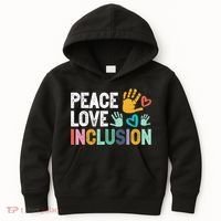 Peace Love Inclusion For A Sped Teacher Kids Hoodie thumb 0