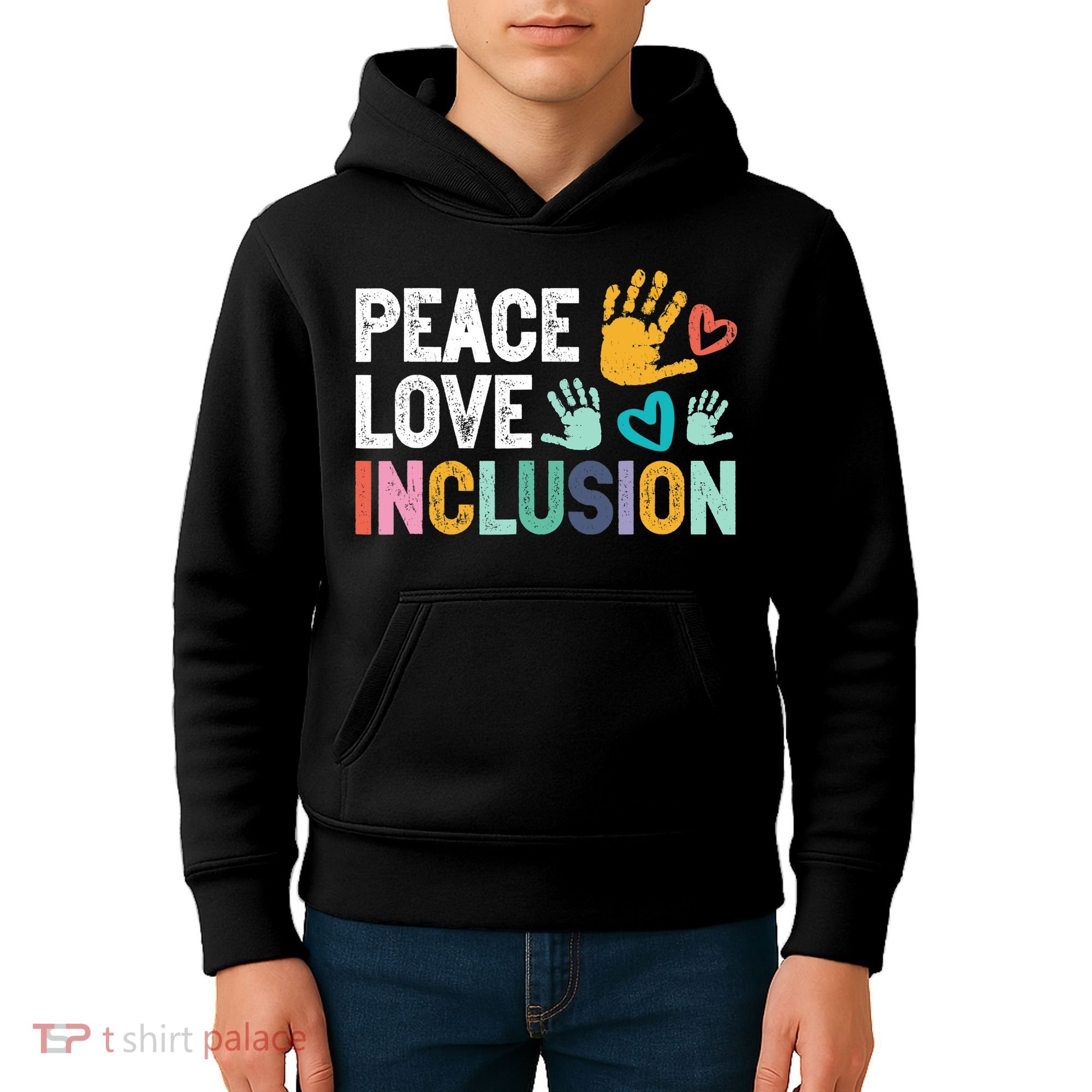 Peace Love Inclusion For A Sped Teacher Kids Hoodie