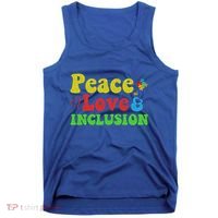 Peace Love Inclusion Sped Squad Special Ed Teacher Gift Tank Top thumb 0