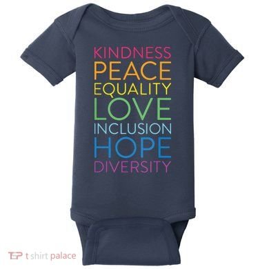 Peace Love Inclusion Equality Diversity Human Rights Baby Bodysuit