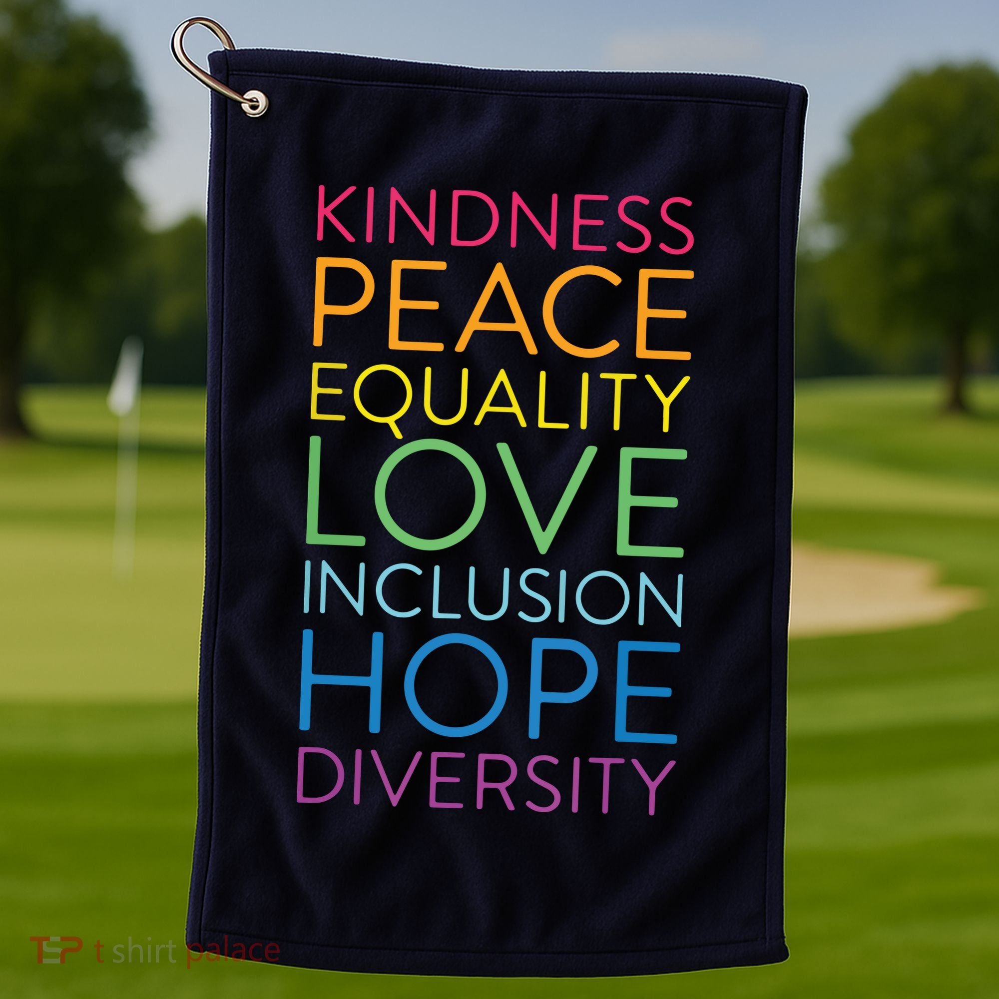 Peace Love Inclusion Equality Diversity Human Rights Golf Towel