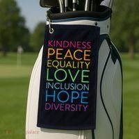 Peace Love Inclusion Equality Diversity Human Rights Golf Towel thumb 2