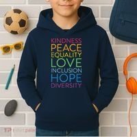Peace Love Inclusion Equality Diversity Human Rights Kids Hoodie thumb 2