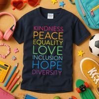 Peace Love Inclusion Equality Diversity Human Rights Kids T-Shirt thumb 3