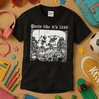 Party Like It's 1349 Black Death European Plague Rat Kids T-Shirt thumb 3