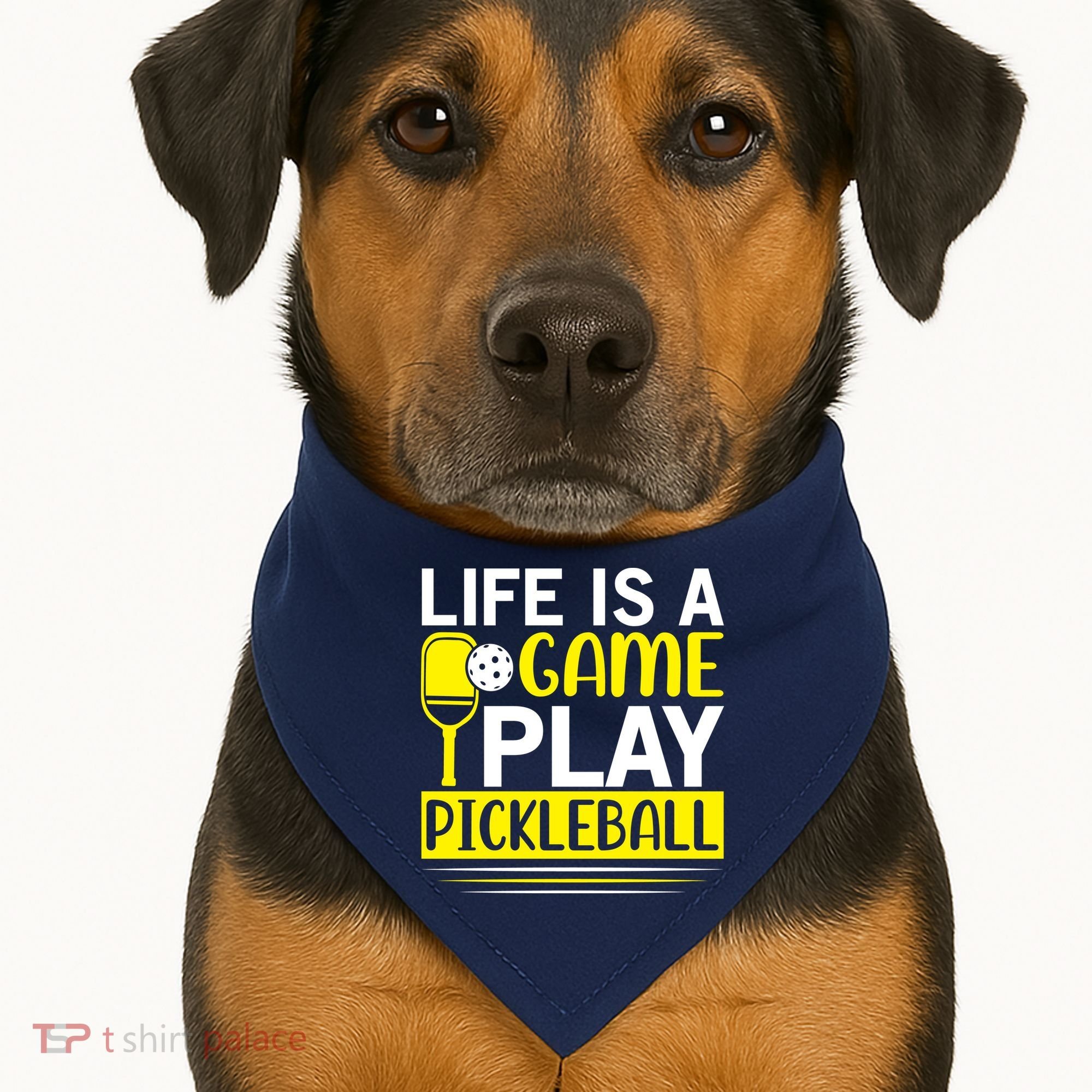 Pickleball Life Is A Game Play Pickleball Funny Pickleball Gift USA-Made Doggie Bandana