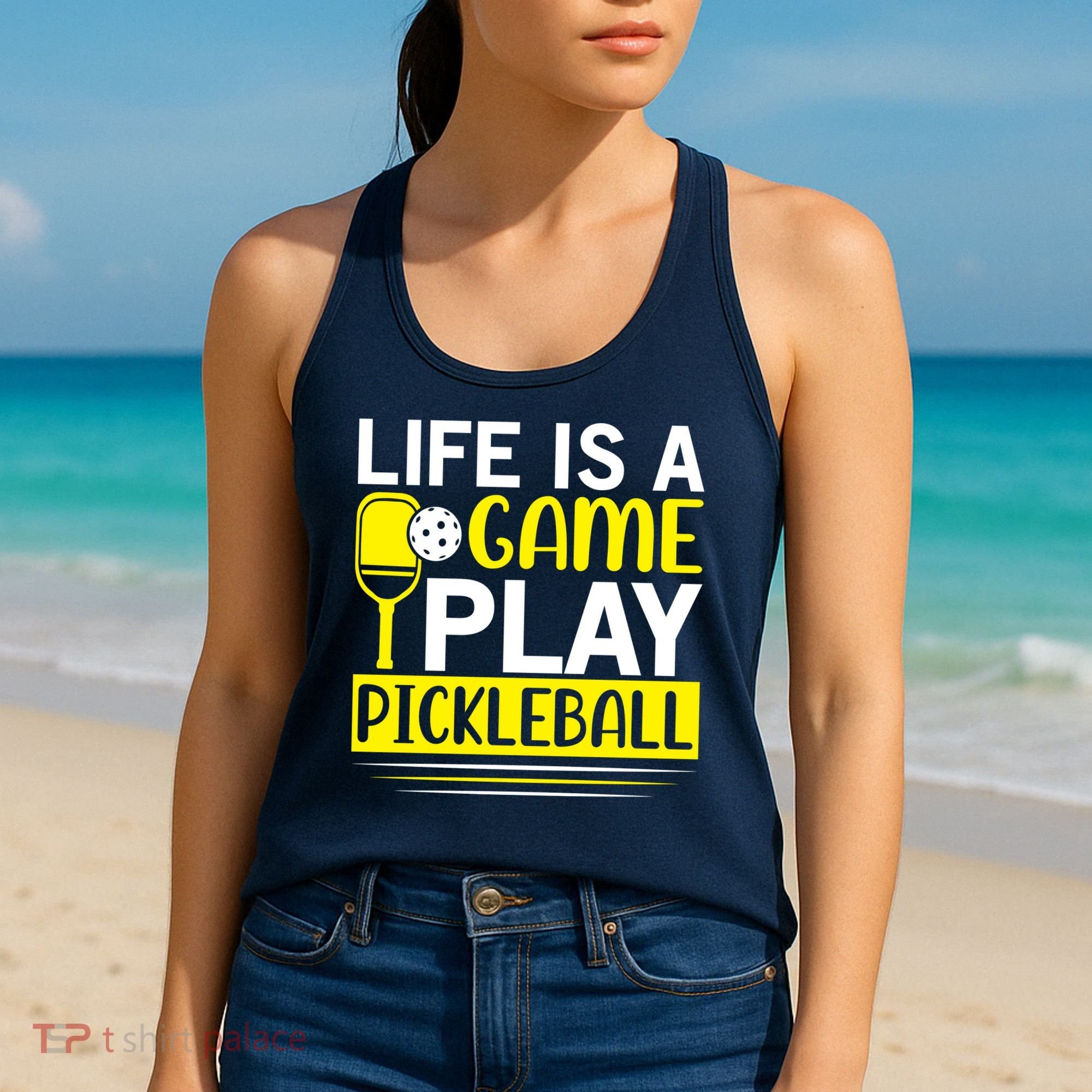 Pickleball Life Is A Game Play Pickleball Funny Pickleball Gift Women's Tank Top